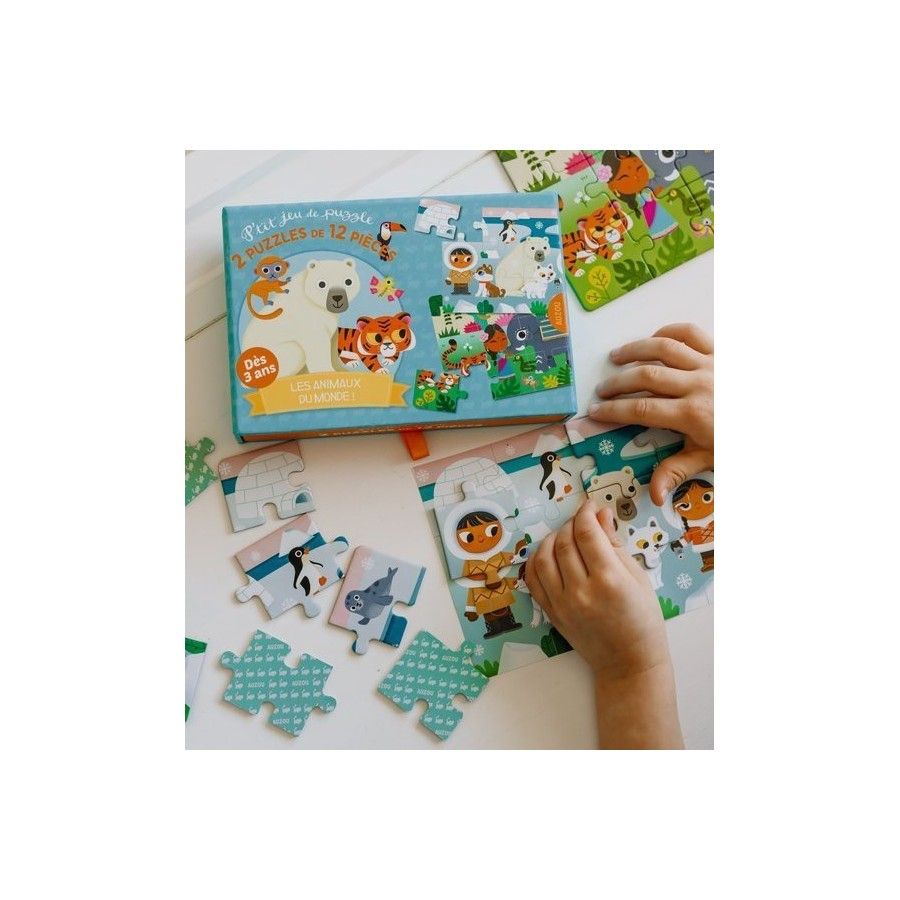 Auzou Zestaw 2x puzzle antarktyda i dżungla 3+