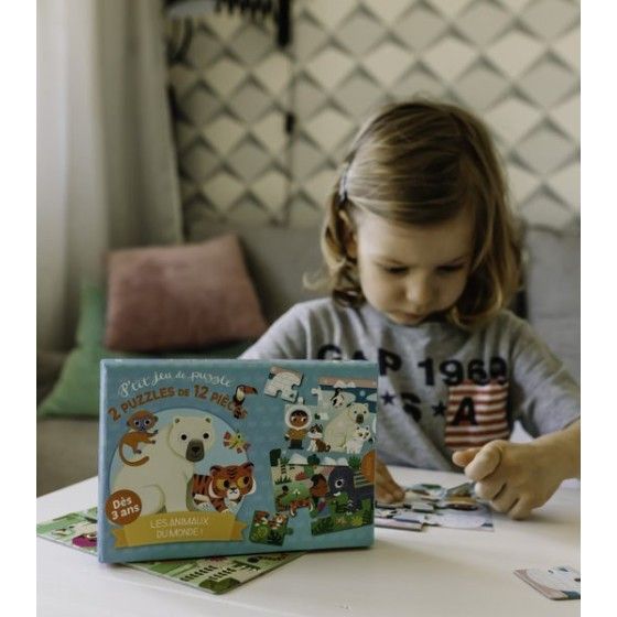 Auzou Zestaw 2x puzzle antarktyda i dżungla 3+