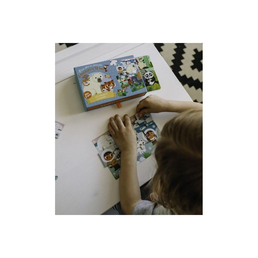 Auzou 2x juego de puzzles de la Antártida y la selva 3+