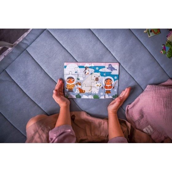 Auzou 2x juego de puzzles de la Antártida y la selva 3+