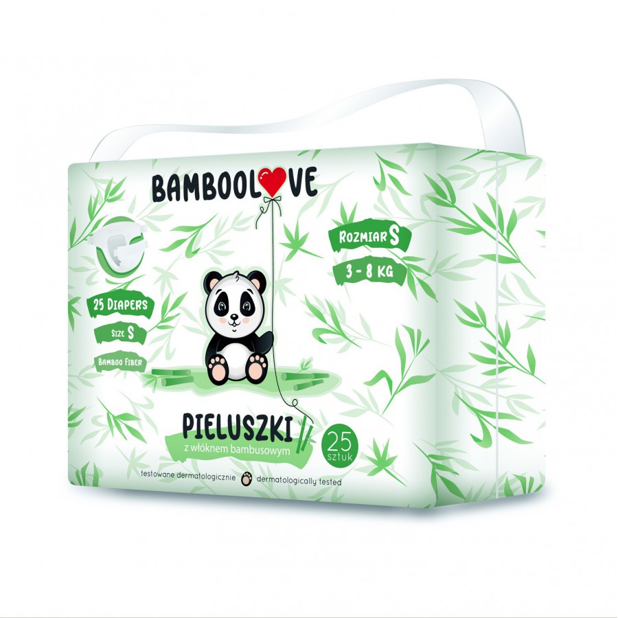 BAMBOOLOVE Pieluszki jednorazowe rozm. S (3-8 kg), 25 szt.