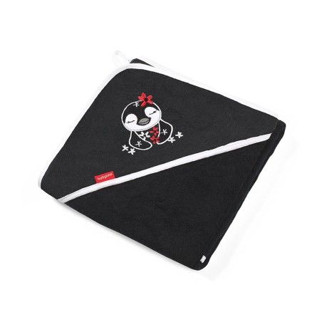 Babyono Bamboo bath towel with hood - bath towel 85 x 85 cm - black