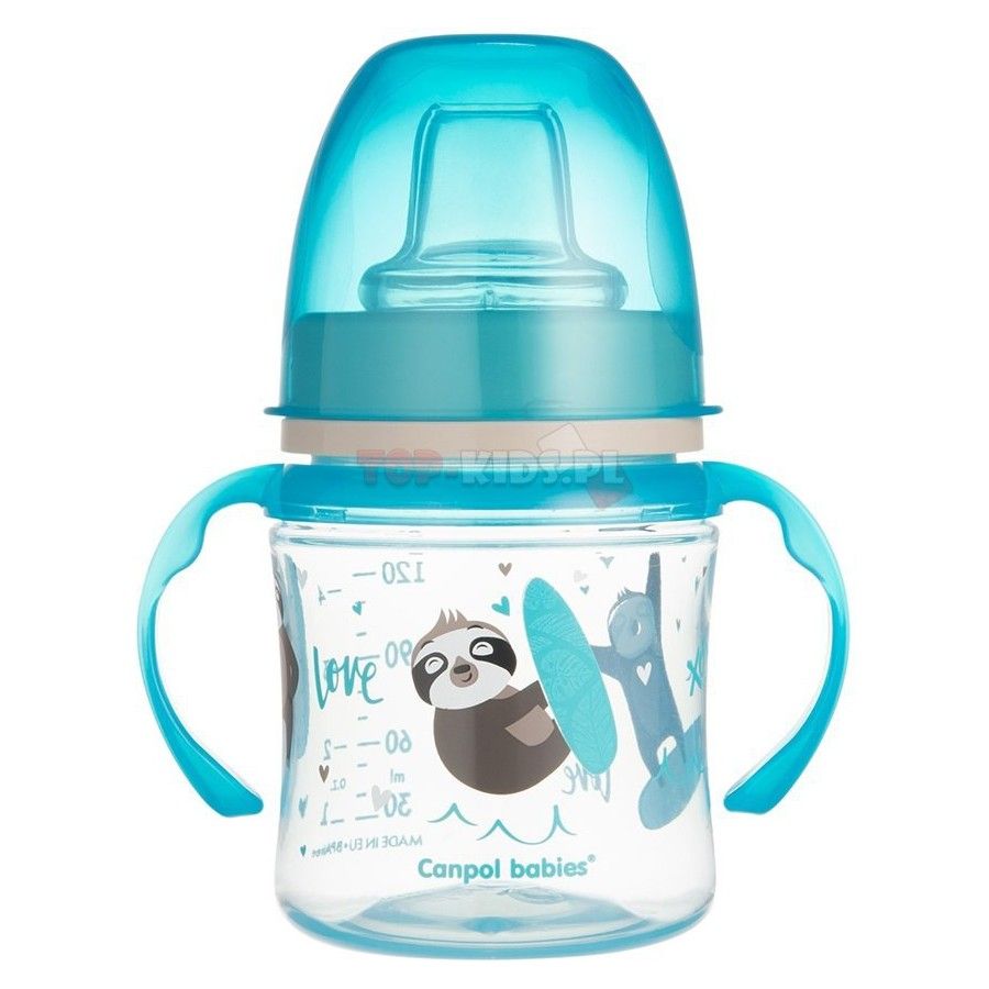 Canpol EasyStart 120 ml képzési csésze - egzotikus állatok kék