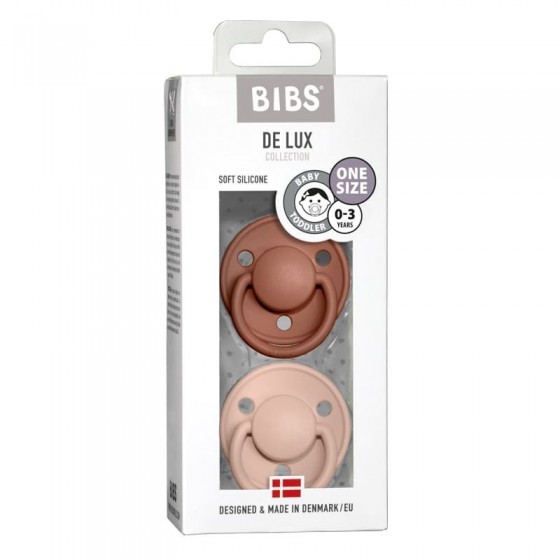 BIBS DE LUX ONE SIZE 2- PACK WOODCHUCK & BLUSH Smoczek uspokajający silikonowy