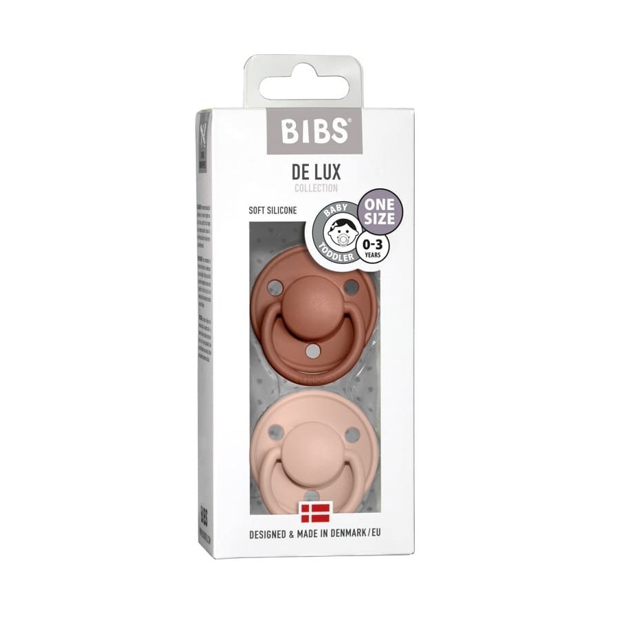 BIBS DE LUX ONE SIZE 2- PACK WOODCHUCK & BLUSH Smoczek uspokajający silikonowy