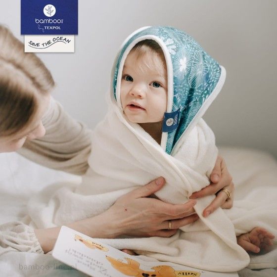 Bamboo Line Bathrobe 85x85 cm - Save The Ocean - print