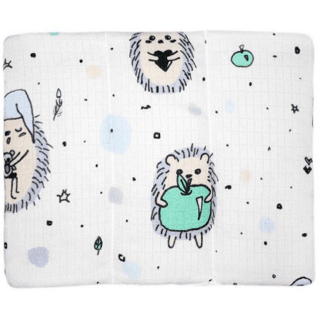 LULLALOVE - Muslin pillow - Blue hedgehog