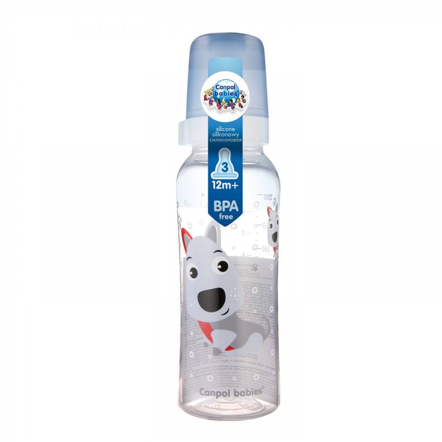 Canpol babies butelka wąska 250ml CUTE ANIMALS