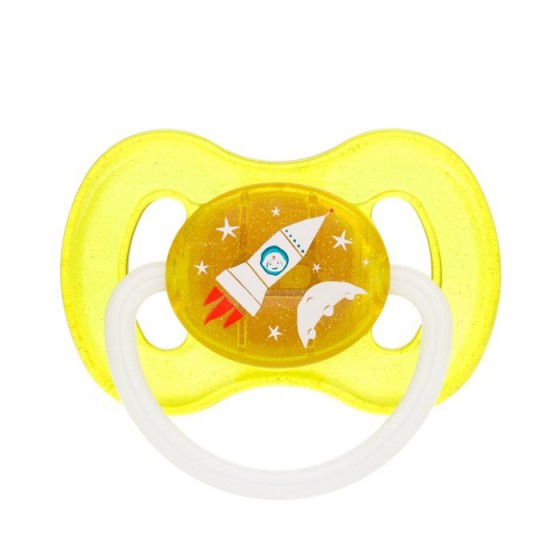 Canpol Sm.uspokajający kauczukowy okrągły 0-6 m-cy kosmiczny żółty