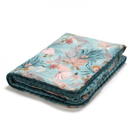 LA MILLOU WARM BLANKET OF MINKY - L - BOHO PALMS - DEEP OCEAN