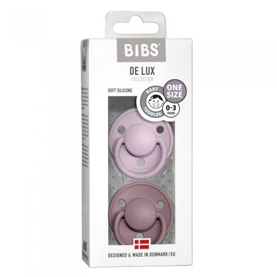 BIBS DE LUX ONE SIZE 2- PACK DUSKY LILAC & HEATHER Smoczek uspokajający silikonowy