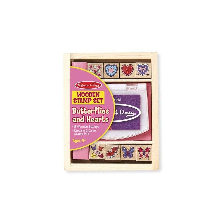 Melissa&Doug Sada drevených pečiatok s atramentom - srdce