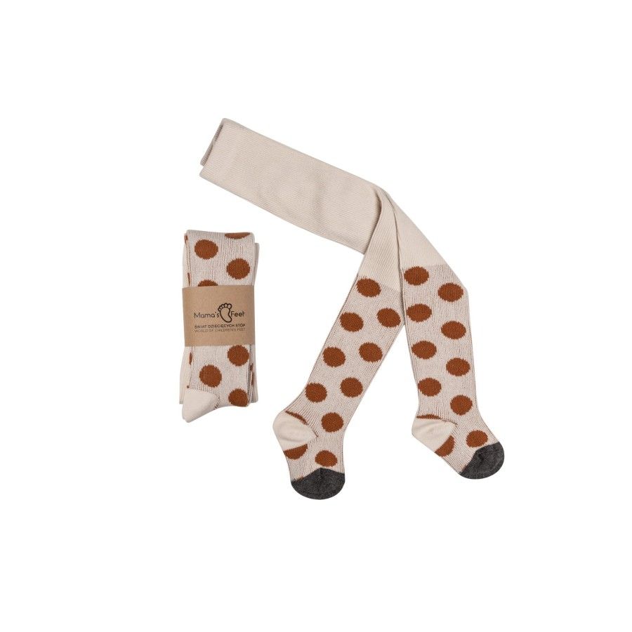 Mama's Feet Collants enfant crème et pois marron 5-6 ans
