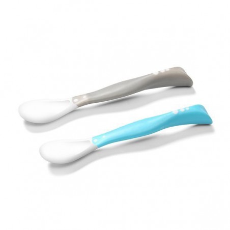 BabyOno plastic spoons for babies 2p - gray-blue