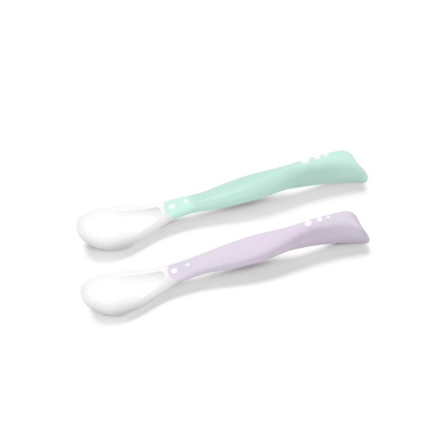 BabyOno plastic spoons for babies 2p - mint-violet