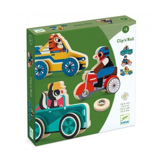 Djeco Wooden puzzle with CLIP'N'ROLL clips