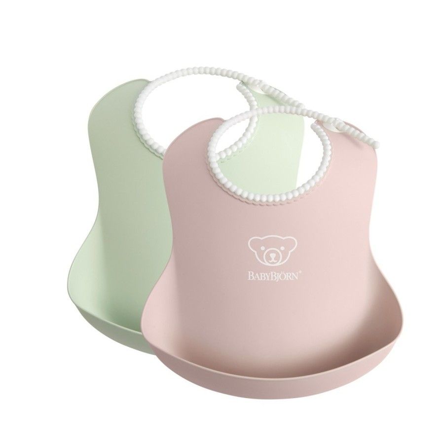 BABYBJORN 2 śliniaki Powder Green/ Powder Pink
