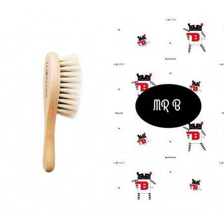 LULLALOVE SET : BROSSE EN POILS DE CHÈVRE DOUX MOUSSELINE RONDELLE MR B MRB