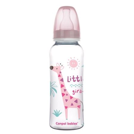 Canpol 250 ml bottle decorated (BPA 0%) Pink