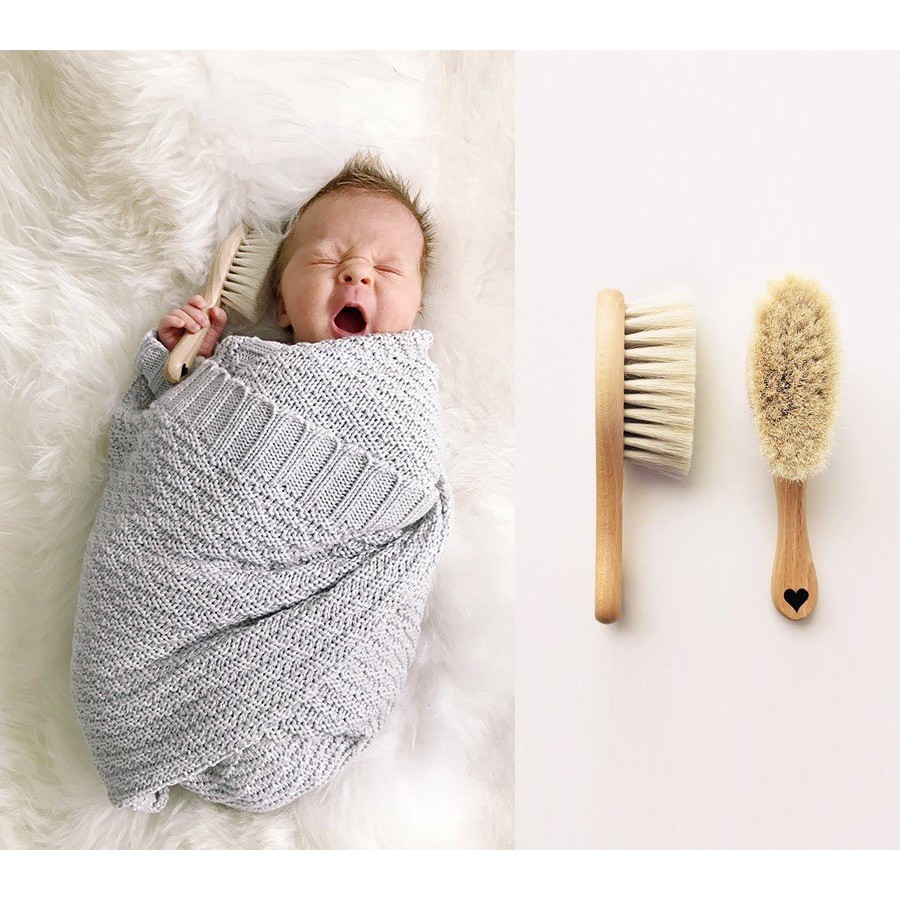 LULLALOVE SET: SOFT BRUSH WITH GOAT HAIR + muslin WASHER COOK