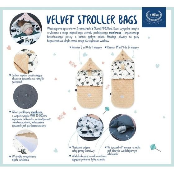 La Multilou Sleeping Bag - S - Boho Royal Pfroten Vanila Samt