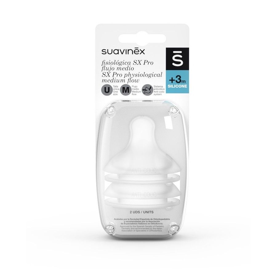 SUAVINEX Tetinas biberón SX Pro 3m 2uds flujo medio