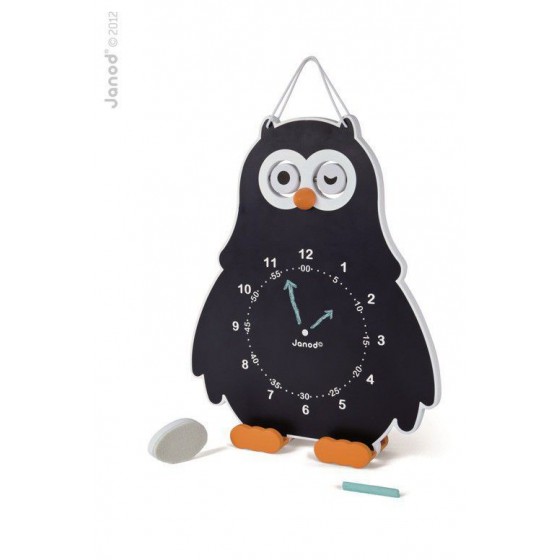 JANOD Educational clock wooden owl