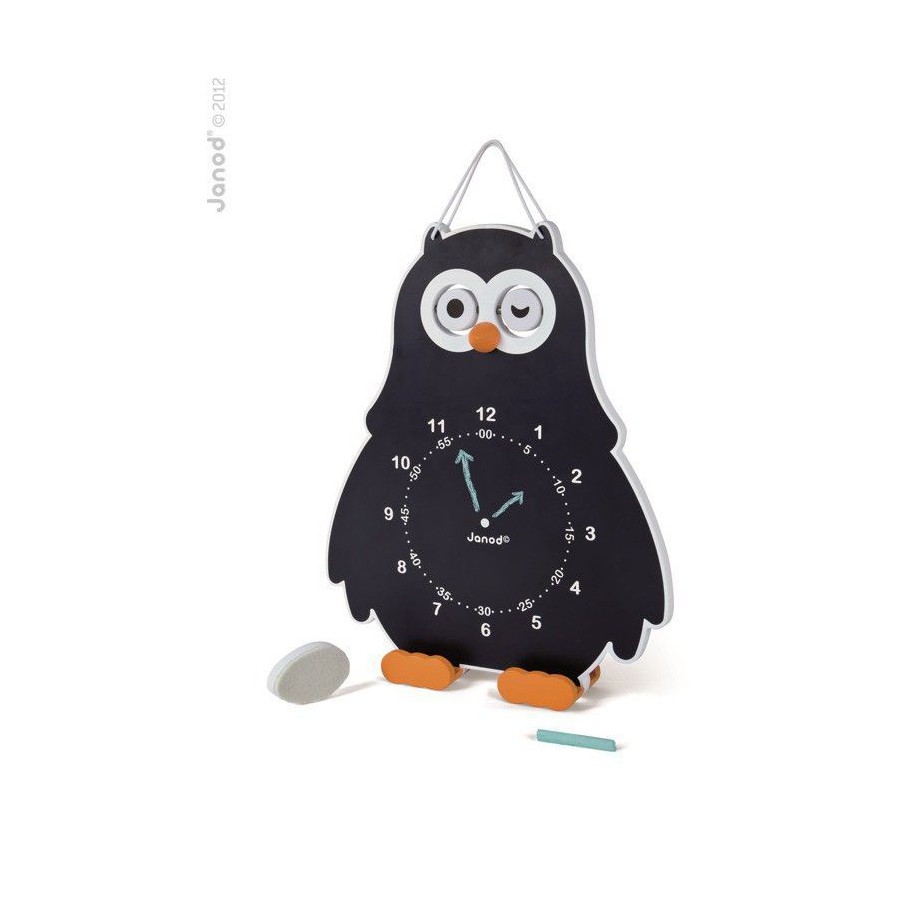 JANOD Educational clock wooden owl