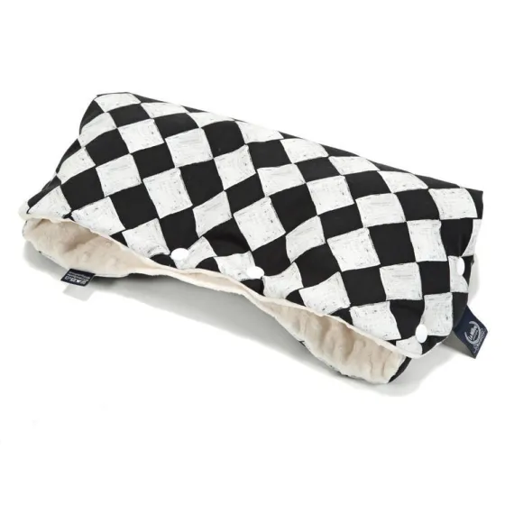 LA MILLOU FOLLOW ME CHESSBOARD MUFF - ECRU