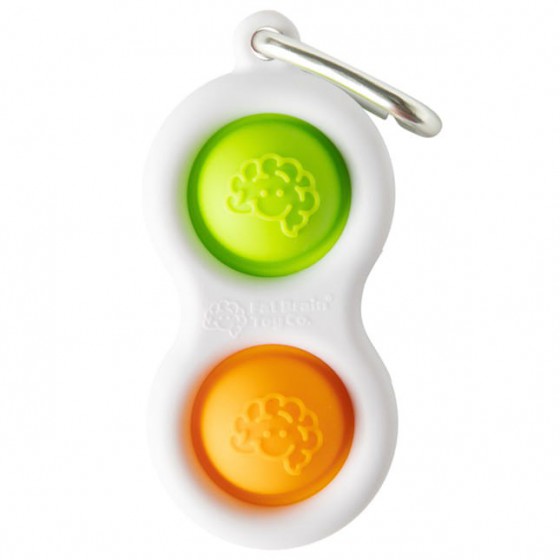 Llavero con hoyuelos de burbujas de juguete cerebral gordo. Hoyuelo simple. Verde-Naranja